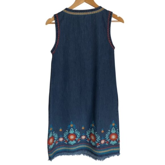 J. Jill Malibu Embroidered Denim Dress XSmall - Picture 4 of 6